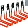 WMK Garage Hooks 6 Pack Wall Storage Hooks Heavy Duty Steel Tool Hangers For Utility Organizer, Wall Mount Holders For Garden Lawn Tools, Ladders, Bike (Orange)