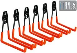 WMK Garage Hooks 6 Pack Wall Storage Hooks Heavy Duty Steel Tool Hangers For Utility Organizer, Wall Mount Holders For Garden Lawn Tools, Ladders, Bike (Orange) -Songmics Furniture Shop 41bdJRCK11L. AC