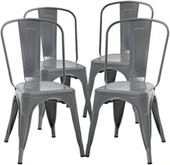 Metal Dining Chairs Indoor-Outdoor Stackable Chic Restaurant Side Bistro Chair Set Of 4, 18 Inch Seat Height, 330LBS Weight Capacity Cafe Tolix Kitchen Farmhouse Pub Trattoria Industrial Bar Chairs 25 Metal Dining Chairs Indoor-Outdoor Stackable Chic Restaurant Side Bistro Chair Set Of 4, 18 Inch Seat Height, 330LBS Weight Capacity Cafe Tolix Kitchen Farmhouse Pub Trattoria Industrial Bar Chairs -Songmics Furniture Shop 41bddlf4JiL. AC