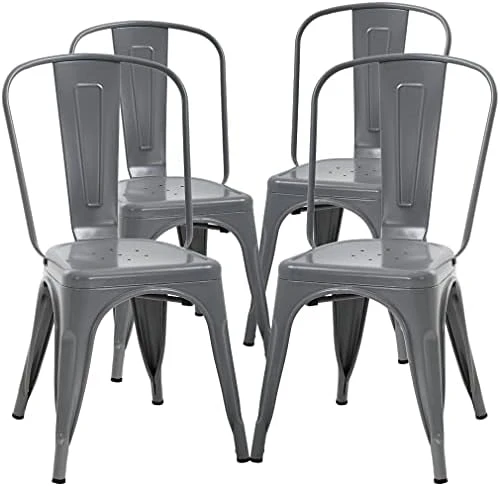 Metal Dining Chairs Indoor-Outdoor Stackable Chic Restaurant Side Bistro Chair Set Of 4, 18 Inch Seat Height, 330LBS Weight Capacity Cafe Tolix Kitchen Farmhouse Pub Trattoria Industrial Bar Chairs 12 Metal Dining Chairs Indoor-Outdoor Stackable Chic Restaurant Side Bistro Chair Set Of 4, 18 Inch Seat Height, 330LBS Weight Capacity Cafe Tolix Kitchen Farmhouse Pub Trattoria Industrial Bar Chairs - Image 12