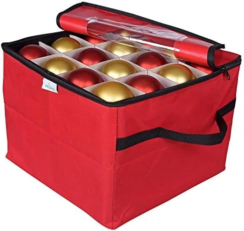 ProPik Christmas Ornament Storage Box, Organizer Holds Up To 48 Xmas Balls With 3 Separate Removable Trays, Container Has Dividers To Organize Holiday Tree Ornaments (Red) 10 ProPik Christmas Ornament Storage Box, Organizer Holds Up To 48 Xmas Balls With 3 Separate Removable Trays, Container Has Dividers To Organize Holiday Tree Ornaments (Red) - Image 10