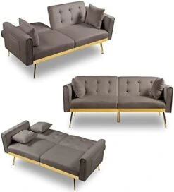 HOMYEDAMIC Velvet Convertible Futon Sofa Bed Memory Foam Futon Couch Sleeper Sofa, Foldable Loveseat Furniture For Compact Small Space, Dorm, Living Room Apartment -Songmics Furniture Shop 41bfShQce1L. AC