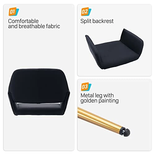 KCC Dining Chair Set Of 2, Upholstered Fabric Desk Chairs Small Armchair, Leisure Modern Living Room Accent Chairs With Metal Tube Legs For Kitchen, Dining Room, Guest Room Bedroom, Black 4 KCC Dining Chair Set Of 2, Upholstered Fabric Desk Chairs Small Armchair, Leisure Modern Living Room Accent Chairs With Metal Tube Legs For Kitchen, Dining Room, Guest Room Bedroom, Black - Image 4