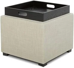 CHITA Storage Ottoman Cube With Tray,Footrest Stool Seat Serve As Side Table, Fabric In Flax -Songmics Furniture Shop 41bkxVHdpyL. AC