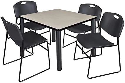 Kee 36" Square Breakroom Table- Cherry/ Black & 4 Zeng Stack Chairs- Black 12 Kee 36" Square Breakroom Table- Cherry/ Black & 4 Zeng Stack Chairs- Black - Image 12