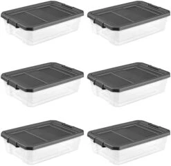 Sterilite 160 Quart Latching Stackable Bedroom Closet Playroom Wheeled Storage Box Container Bin With Gray Lid And Clear Sides, 2 Pack -Songmics Furniture Shop 41blzA2OmRL. AC
