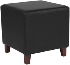 Flash Furniture Ascalon Upholstered Ottoman Pouf In Black LeatherSoft