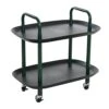 Main + Mesa Modern Plastic And Metal 2-Tier Trolley, Black And Dark Green