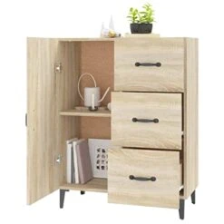 BDBHAVB Storage Cabinet For Bedroom, Dining Sideboard, Sideboard, Easy To Clean Suitable For Living Room, Bedroom, Study Sonoma Oak 27.4"x13.4"x35.4" Engineered Wood -Songmics Furniture Shop 41bsNzVg1uL