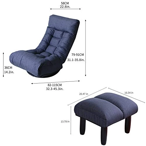 DEPOINTER Chaise Lounge Sofa, 360-Degree Swivel Chair Floor Gaming Chair Lazy Sofa, 3 Adjustable Positions, Foldable Recliner Sofa With Comfortable Backrest And Footrest For Home Office, Navy Blue 3 DEPOINTER Chaise Lounge Sofa, 360-Degree Swivel Chair Floor Gaming Chair Lazy Sofa, 3 Adjustable Positions, Foldable Recliner Sofa With Comfortable Backrest And Footrest For Home Office, Navy Blue - Image 3