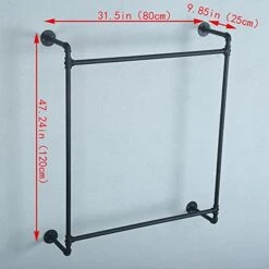 TANGGU Industrial Pipe Clothing Rack Wall Mounted,Retail Display Rack Cloths Rack,Metal Clothes Racks For Hanging Clothes,Iron Clothing Rod(31.5in,Black) 10 TANGGU Industrial Pipe Clothing Rack Wall Mounted,Retail Display Rack Cloths Rack,Metal Clothes Racks For Hanging Clothes,Iron Clothing Rod(31.5in,Black) -Songmics Furniture Shop 41byahnizwL