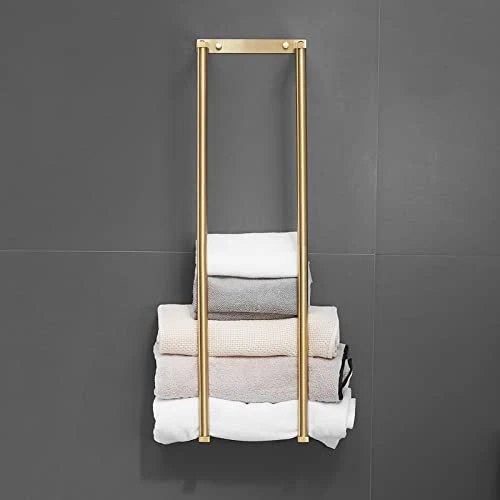 Towel Racks For Bathroom, NEWRAIN Rolled Towel Storage Wall Mounted Bath Towel Holder For Folded Large Towel Washcloths, Bathroom Organizing Brushed Gold 1 Towel Racks For Bathroom, NEWRAIN Rolled Towel Storage Wall Mounted Bath Towel Holder For Folded Large Towel Washcloths, Bathroom Organizing Brushed Gold