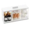 MDesign Cosmetic Divided Organizer Storage Canister Box With 3 Sections And Lid For Bathroom Vanity Countertop - Holder For Cotton Swabs, Perfume, Lipstick - Lumiere Collection - Clear/White