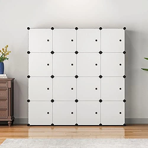 Aeitc Portable Wardrobe Closets 14"x18" Depth Cube Storage, Bedroom Armoire, Storage Organizer With Doors, 16 Cubes, Black 2 Aeitc Portable Wardrobe Closets 14"x18" Depth Cube Storage, Bedroom Armoire, Storage Organizer With Doors, 16 Cubes, Black - Image 2