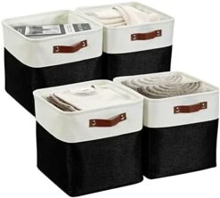 DECOMOMO Storage Bins | Fabric Storage Basket For Shelves For Organizing Closet Shelf Nursery Toy | Decorative Large Linen Closet Organizer Bins With Handles (Grey And White, Large - 3 Pack) -Songmics Furniture Shop 41cIJduDgrL. AC