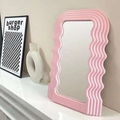 ZOROSY Wave Table Makeup Mirrors For Women - Desk Cosmetic Mirrors Desktop For Wall Creative Bedroom Bathroom Home Decor -Songmics Furniture Shop 41cOdqR4D1L