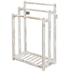 MyGift Shabby Whitewashed Wood Freestanding 3 Bar Towel Rack Holder With Bottom Storage Shelf, Laundry And Bathroom Towel Drying Rack -Songmics Furniture Shop 41cQGD8sWPL