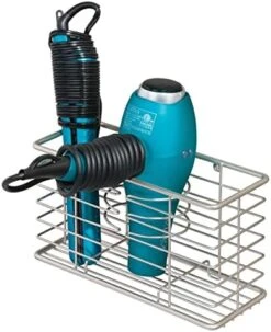 MDesign Steel Wall Mount Hair Dryer Storage Organizer - Hair Styling Tool Basket For Bathroom And Bedroom - Holds Hair Dryer, Flat Iron, Curling Wand, Hair Straightener - Linelle Collection - White 19 MDesign Steel Wall Mount Hair Dryer Storage Organizer - Hair Styling Tool Basket For Bathroom And Bedroom - Holds Hair Dryer, Flat Iron, Curling Wand, Hair Straightener - Linelle Collection - White -Songmics Furniture Shop 41cVC5DLQtL. AC