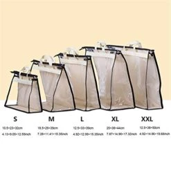 5 Pack Clear Tote Bag, Handbag Organizer PVC Transparent Anti-dust Cover Bag For Hanging Closet With Zipper And Handle Space-Saving Storage Bag (Color : Beige, Size : XXL)