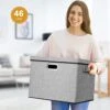 Lukeline 17x13x13 Large Storage Bins With Lids (2-Pack) Closet Organizers Foldable Linen Fabric Storage Boxes For Living Room, Bedroom, Nursery, Closet, Dormitory Or Office