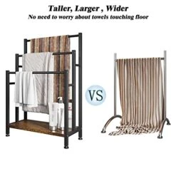 Freestanding Towel Rack, SDXYSTCE 3 Tiers Standing Towel Racks For Bathroom, 23.6" L X 11.8" W X 39.3" H, Blanket Holder With Shelf, Upgrade Steady Design,Rustic Brown -Songmics Furniture Shop 41cbMqfr63L
