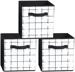 XYH Storage Cubes, 3 Pack 11 Inch Cube Storage In Check Pattern,Foldable Cube Storage Bin With Visual Labels, Suitable For Storing Clothes,Toy And Book. -Songmics Furniture Shop 41cctfoBG3L. AC
