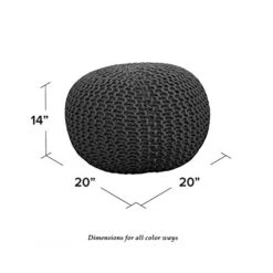 NOORI Home - Premium Luxury 100% Handmade & Handcrafted Cable Style Cotton Knitted Jade Comfortable Pouf, Ottoman, Footrest, Footstool - Beige - 20"x20"x14" -Songmics Furniture Shop 41ce0B87dZL