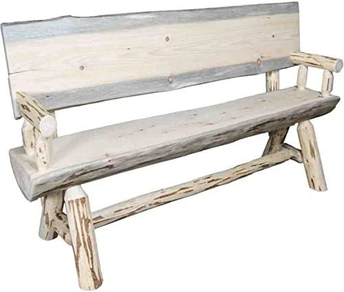 Montana Woodworks Montana Collection Half Log Bench With Back & Arms, Ready To Finish, 6 Foot 5 Montana Woodworks Montana Collection Half Log Bench With Back & Arms, Ready To Finish, 6 Foot - Image 5