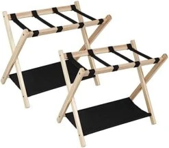 Babion Folding Luggage Racks For Guest Room With Shelf, Wooden Suitcase Stand, 2 Tier Foldable Luggage Racks With Heavy Duty Nylon Belts, Suitcase Bag Holder For Bedroom Guest Room, 2 Pack -Songmics Furniture Shop 41cgfbS1BtL. AC