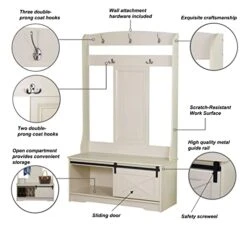 Sanit Birch Hawksbury Transitional Antique White Hall Tree And Shoe Bench 13 Sanit Birch Hawksbury Transitional Antique White Hall Tree And Shoe Bench -Songmics Furniture Shop 41chitrsbDL