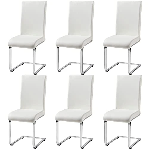 Yaheetech 6PCS Dining Chairs Armless Side Chairs Modern Kitchen Chairs With Faux Leather Seat, Metal Legs And High Back For Dining Room, Kitchen, Living Room, White 1 Yaheetech 6PCS Dining Chairs Armless Side Chairs Modern Kitchen Chairs With Faux Leather Seat, Metal Legs And High Back For Dining Room, Kitchen, Living Room, White