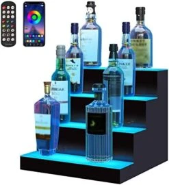 VEVOR LED Lighted Liquor Bottle Display Shelf, 40-inch LED Bar Shelves For Liquor, 2-Step Lighted Liquor Bottle Shelf For Home/Commercial Bar, Acrylic Lighted Bottle Display With Remote & App Control -Songmics Furniture Shop 41cjcVp1AlL. AC
