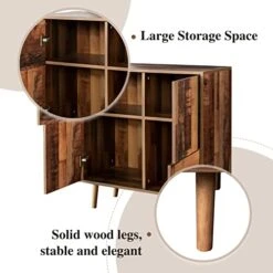 JOYSOURCE Buffet Cabinet Kitchen Sideboard With Storage Buffet Table Wooden Bar For Kitchen Dining Room Hallway Living Room, Brown -Songmics Furniture Shop 41ckNkMWqgL