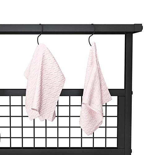 SogesPower Kitchen Baker's Rack 4-Tier Microwave Oven Stand Storage Shelf, 5 Hooks Outdoor Organizer Coffee Workstation Black 5 SogesPower Kitchen Baker's Rack 4-Tier Microwave Oven Stand Storage Shelf, 5 Hooks Outdoor Organizer Coffee Workstation Black - Image 5