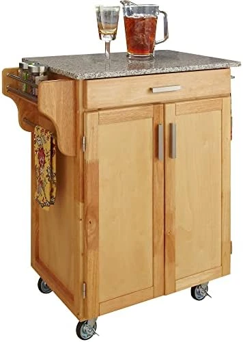 Homestyles Cuisine Kitchen Cart, Off White, Oak Top 15 Homestyles Cuisine Kitchen Cart, Off White, Oak Top - Image 15