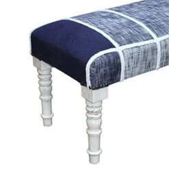 GENERIC 47" Blue And Gray Textural White Leg Upholstered Bench 47 X 18 16 Multi Color Striped Modern Contemporary Wood -Songmics Furniture Shop 41cmLBMvXDL