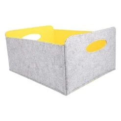 Magazine Basket Felt Storage Basket Box Foldable Organizer Basket Open Storage Bins Boxes With Handle For Magazine Books Newspaper Sundries Yellow Clothes Storage Organizer