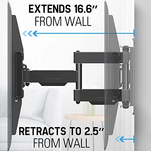 Mounting Dream Full Motion TV Mount For 42-75 Inch TVs, TV Wall Mount Bracket With Dual Articulating Arms, Fits 12” / 16” Wood Studs With VESA 600x400mm Up To 100lbs 4 Mounting Dream Full Motion TV Mount For 42-75 Inch TVs, TV Wall Mount Bracket With Dual Articulating Arms, Fits 12” / 16” Wood Studs With VESA 600x400mm Up To 100lbs - Image 4