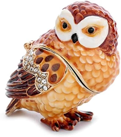 Hand Painted Trinket Box Decoration, Enameled Mini Metal Hinged Jewelry Box With Crystals, Rings Earrings Necklace Storage, Home Decor Crafts, Unique Animal Figurine Collectible Gift (Kingfisher) 10 Hand Painted Trinket Box Decoration, Enameled Mini Metal Hinged Jewelry Box With Crystals, Rings Earrings Necklace Storage, Home Decor Crafts, Unique Animal Figurine Collectible Gift (Kingfisher) - Image 10