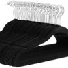 Amazon Basics Slim, Velvet, Non-Slip Suit Clothes Hangers, Black/Silver - Pack Of 50