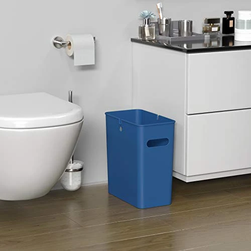 ITouchless SlimGiant 4.2 Gallon Slim Garbage Bin With Handles, 16 Liter Plastic Small Trash Can Hanging Wastebasket, Magazine/File Folder Storage Container For Home, Office, Bathroom, Kitchen, Blue 2 ITouchless SlimGiant 4.2 Gallon Slim Garbage Bin With Handles, 16 Liter Plastic Small Trash Can Hanging Wastebasket, Magazine/File Folder Storage Container For Home, Office, Bathroom, Kitchen, Blue - Image 2