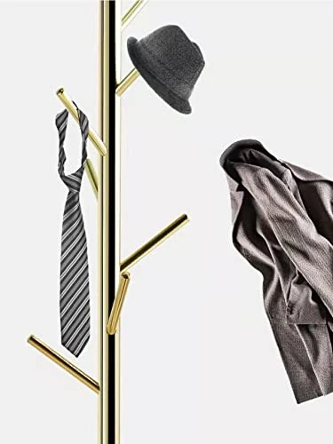 Holcmic Metal Coat Rack Bracket Finish Stable Marble Round Base With High-end Hooks Freestanding Metal Tree Hats Easy To Assemble (Gold Stainless Steel) 3 Holcmic Metal Coat Rack Bracket Finish Stable Marble Round Base With High-end Hooks Freestanding Metal Tree Hats Easy To Assemble (Gold Stainless Steel) - Image 3