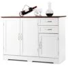 Giantex Buffet Sideboard Storage Credenza Cabinet Console Table Kitchen Dining Room Furniture Organizer, Entryway Cupboard With 2-Door Cabinet And 2 Drawers (White & Vermilion)
