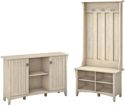 Bush Furniture Salinas Entryway Storage Set With Hall Tree, Shoe Bench And Accent Cabinet, Reclaimed Pine -Songmics Furniture Shop 41dChJevknL. AC
