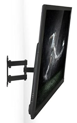 Mount-It! Full Motion TV Wall Mount Corner Bracket, VESA 400 X 400 Compatible, Extending Arm Articulating, Swivel, Tilt Fits 32, 37, 40, 42, 47, 50 Inch TVs, 66 Lbs Capacity Black