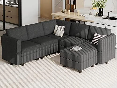Belffin Modular Sectional Couch U-Shape Modulars Reversible Sectional Sofa Convertible Chaise Sofa With Storage Grey 7 Belffin Modular Sectional Couch U-Shape Modulars Reversible Sectional Sofa Convertible Chaise Sofa With Storage Grey - Image 7