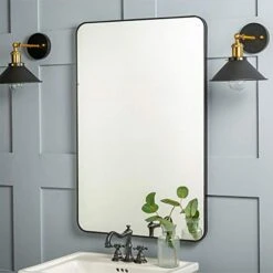 24"x36" Black Bathroom Mirror, Upgrade Metal Frame Wall Mounted With Rounded Corner For Entryways, Living Rooms -Songmics Furniture Shop 41dH5JTGBFL