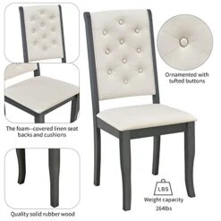 P PURLOVE 6 Piece Dining Table Set, Retro Wood Dining Set With Unique-Designed Table Legs And Upholstered Chairs For Dining Room (Antique Grey) -Songmics Furniture Shop 41dHQCOrvyL