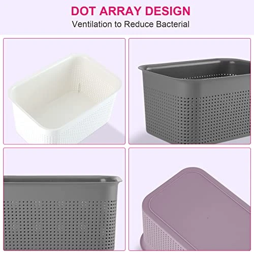 AREYZIN Plastic Storage Bins With Lid Set Of 6 Baskets For Organizing Container Lidded Organizer Shelves Drawers Desktop Closet Playroom Classroom Office, White 3 AREYZIN Plastic Storage Bins With Lid Set Of 6 Baskets For Organizing Container Lidded Organizer Shelves Drawers Desktop Closet Playroom Classroom Office, White - Image 3