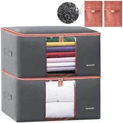 𝐁𝐘𝐆 𝟏𝟎𝟎𝐋 𝐖𝐚𝐭𝐞𝐫𝐩𝐫𝐨𝐨𝐟 𝐂𝐥𝐨𝐭𝐡𝐞𝐬 𝐒𝐭𝐨𝐫𝐚𝐠𝐞 𝐁𝐚𝐠, Closet Organizer With Heavy-duty 600D Fabric & Reinforced Handle For Comforters, Bedding,Blankets，Clothing，Pillows, Decorations Store，Extra Large Capacity,Pack Of 2(Gray) -Songmics Furniture Shop 41dNJ3VA2gL. AC